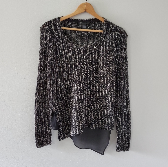 INC International Concepts Sweaters - INC Black/White Loose Knit Sweater